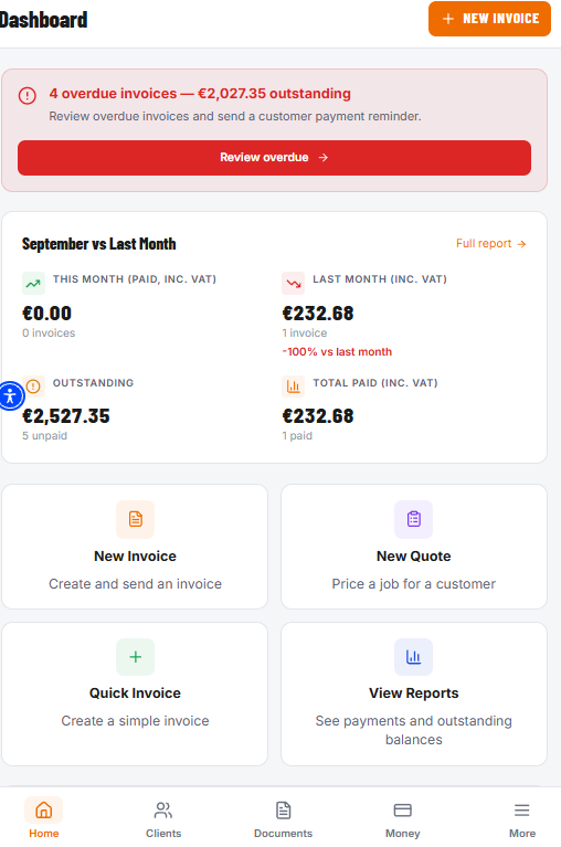 Quote2Invoice invoicing, payments and bookkeeping built for tradespeople